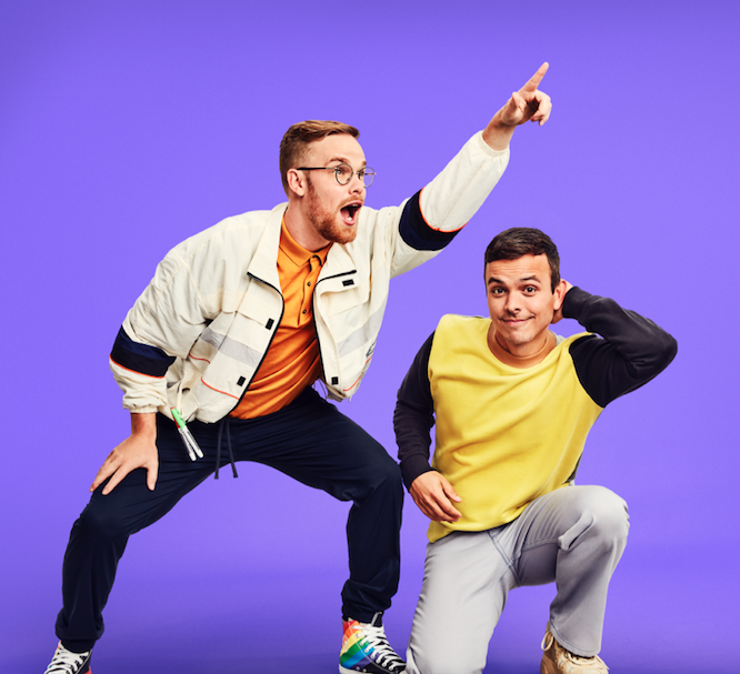 AsapSCIENCE duo Greg Brown and Mitchell Moffit against purple background