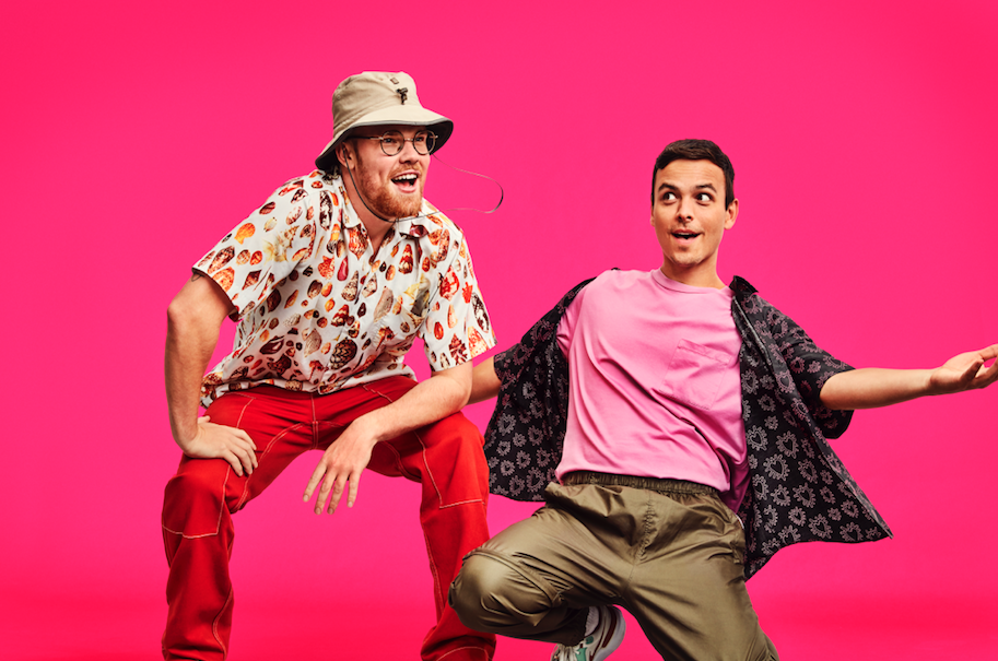 AsapSCIENCE duo Greg Brown and Mitchell Moffit against pink background