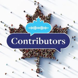 Branded podcast logo for Contributors Podcast by CAAT Pension Plan