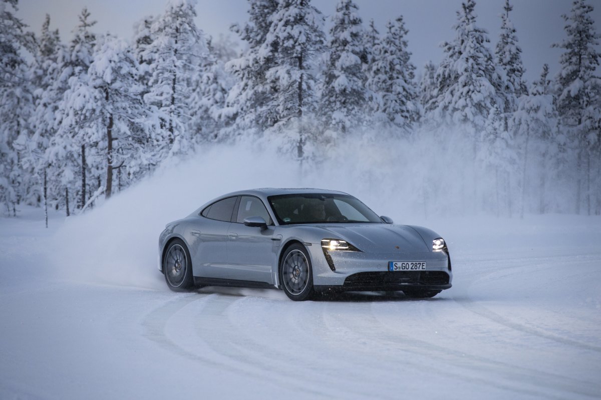 Porsche drives through winter tundra