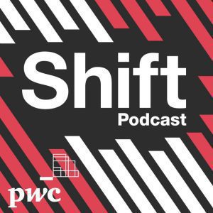 Branded podcast logo for the Shift Podcast by PwC Canada