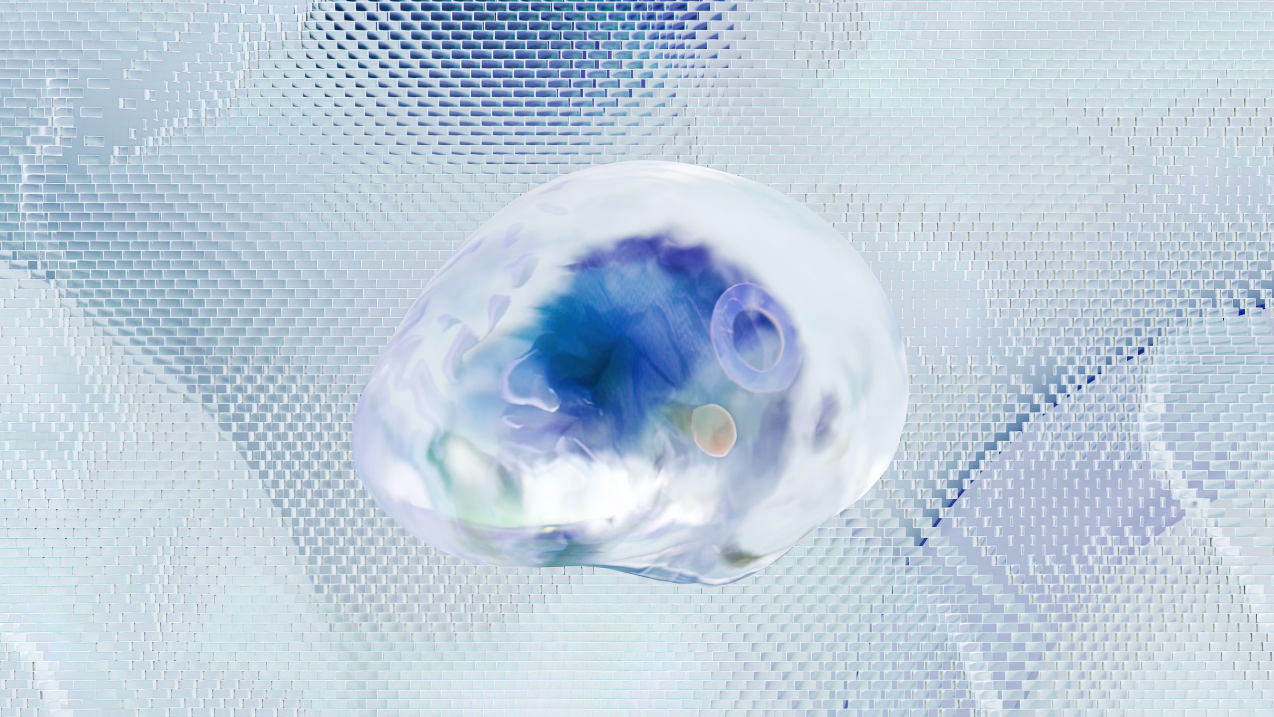 Digital image featuring a surreal-like artificial brain against a background that has wavy lines and looks very cerebral.